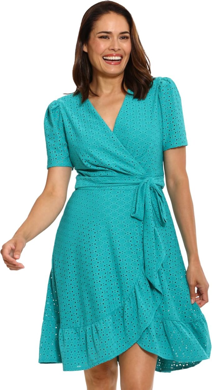 London Times Summer Ruffle Short Cocktail Petite Dresses for Women Party – Bild 2