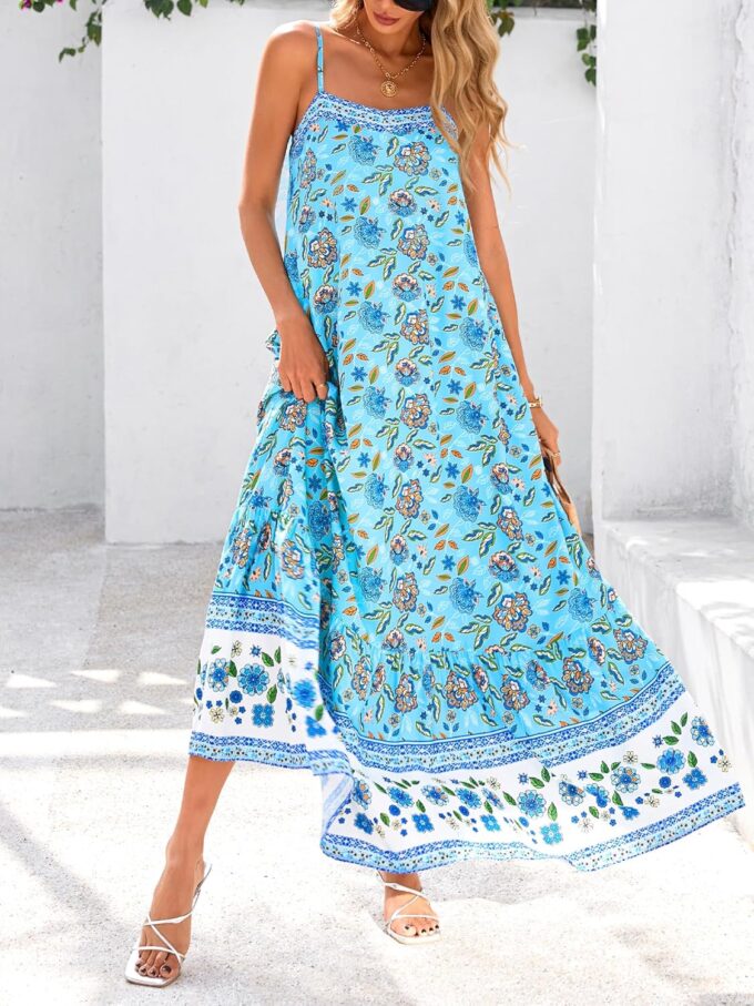 BTFBM Casual Women Summer Maxi Dresses 2025 Loose Sleeveless Sundress Spaghetti Strap Boho Long Dress Vacation – Bild 4