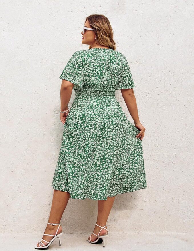 Hanna Nikole Women's Plus Size Summer Floral Dress Casual Short Sleeve Sundress Swing A Line Maxi Dresses with Pockets – Bild 3