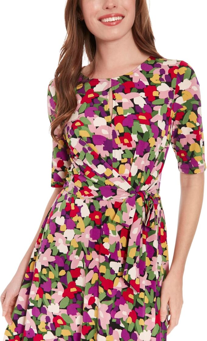 London Times Floral Wrap Perfect Bridal Shower, Cocktail, Wedding Guest, Work Dresses for Women – Bild 5