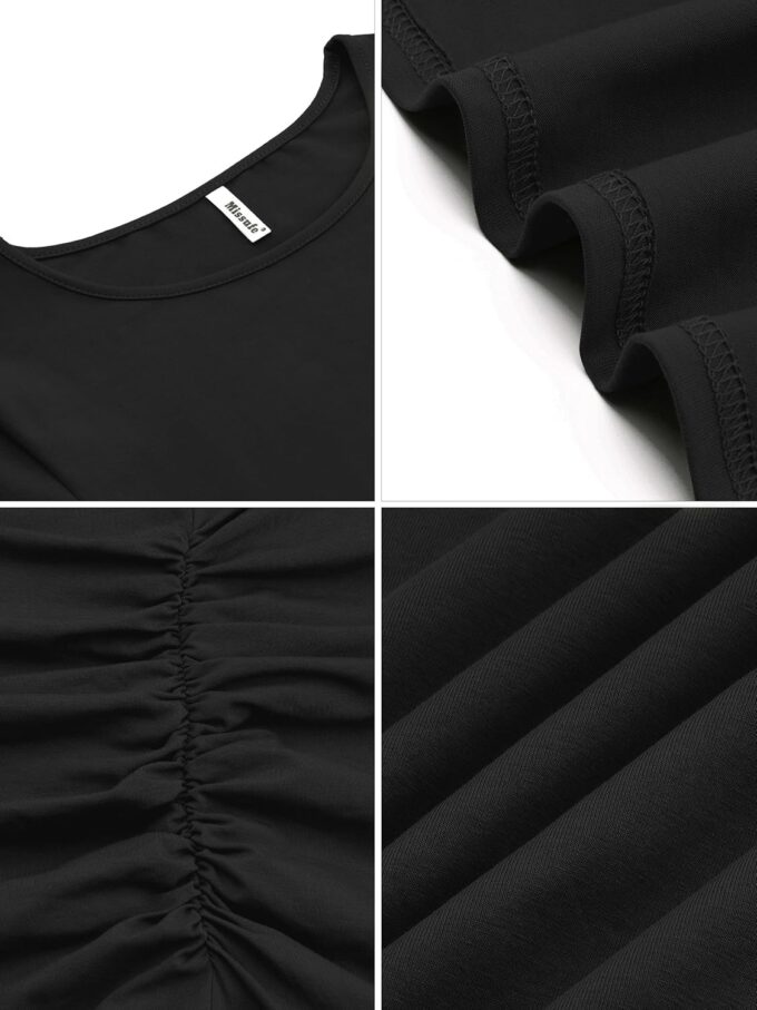 Missufe Women's Long Sleeve Ruched Casual Sundress Bodycon Sheath Knee Length Dress – Bild 6