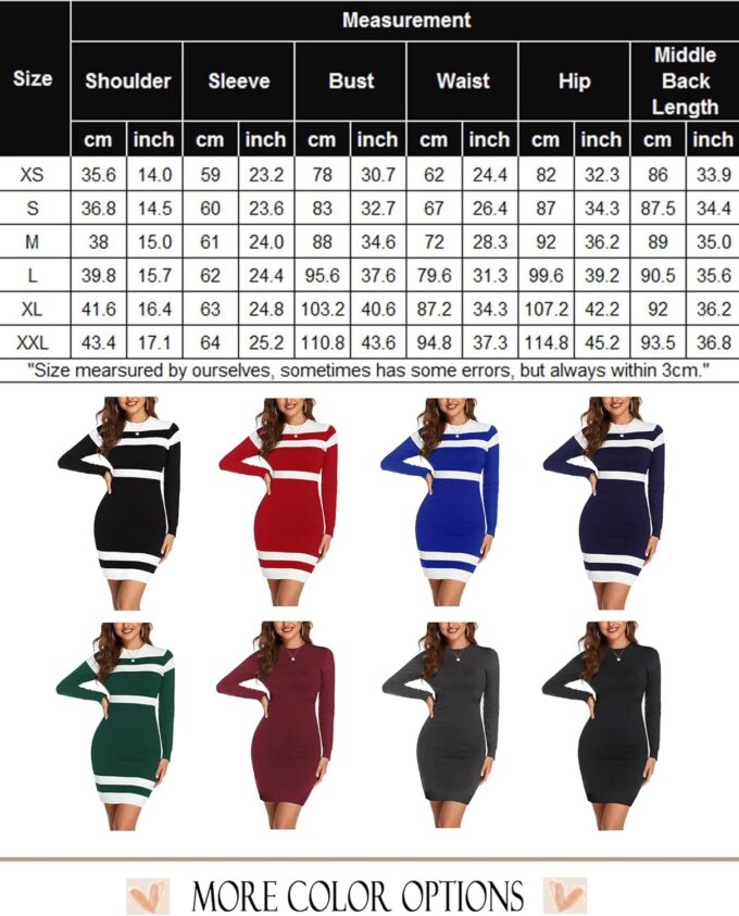 Beyove Damen colorblock gestreifte langarm baumwolle strickpullover, figurbetontes kleid – Bild 5