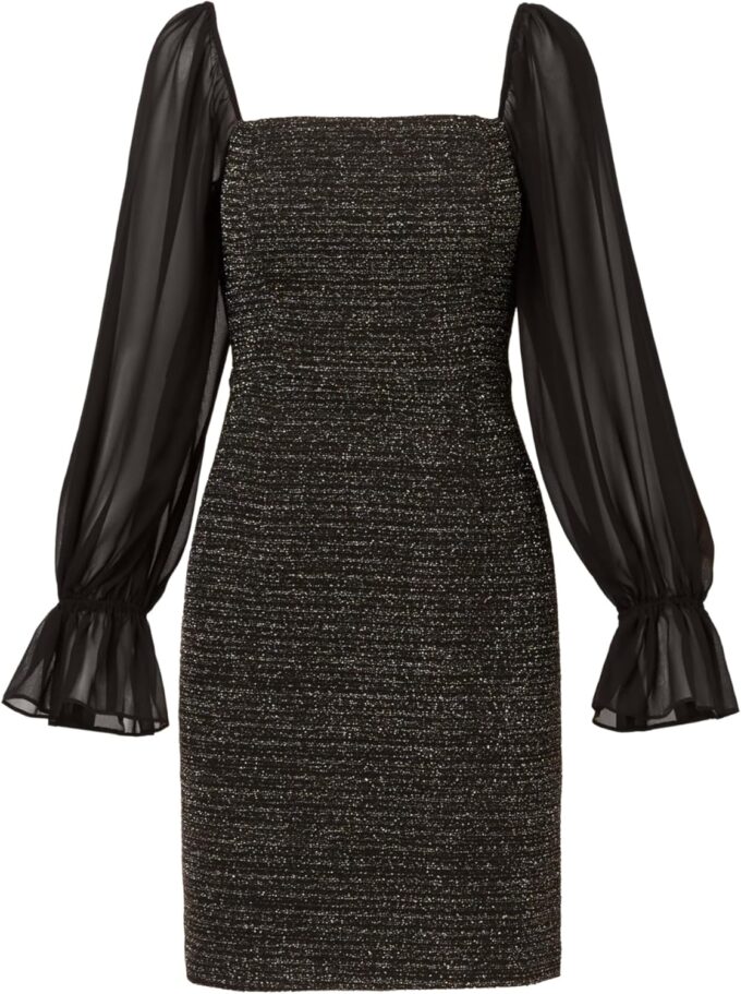 Adrianna Papell Women's Metallic Boucle Combo Dress – Bild 5
