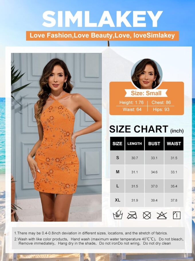 Women's Sequin Dress Sparkly Beaded Halter Mini Dress Backless Y2K Bodycon Prom Casual Party Club Travel – Bild 6
