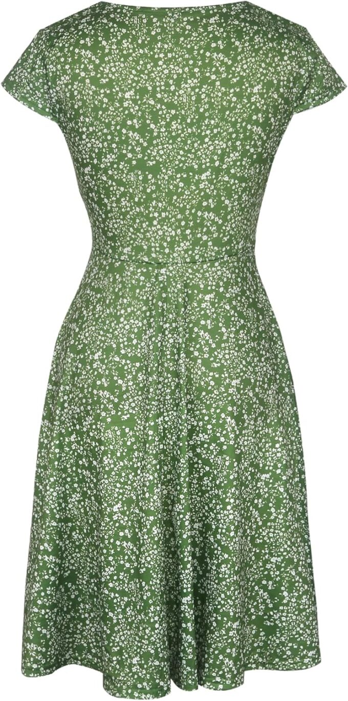 oxiuly Women's Cap Sleeve Summer Casual Dresses V-Neck Floral Vacation Party Dress OX233 – Bild 3