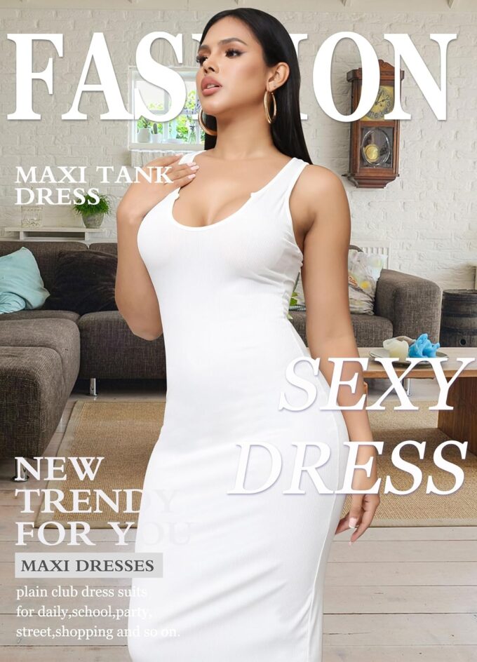 Bodycon Maxi Dress for Women Summer Casual Comfy Sexy Long Sundress Basic Fitted Tank Dresses Club Party Beach 2025 – Bild 3