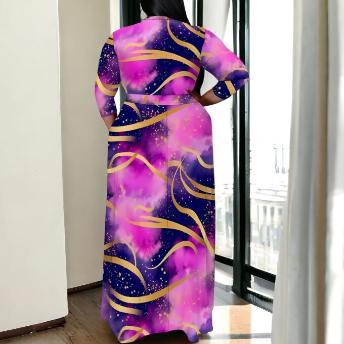 Women's Plus Size Maxi Dresses Casual Loose Short Sleeve Long Maxi Dress with Belt Wedding – Bild 6