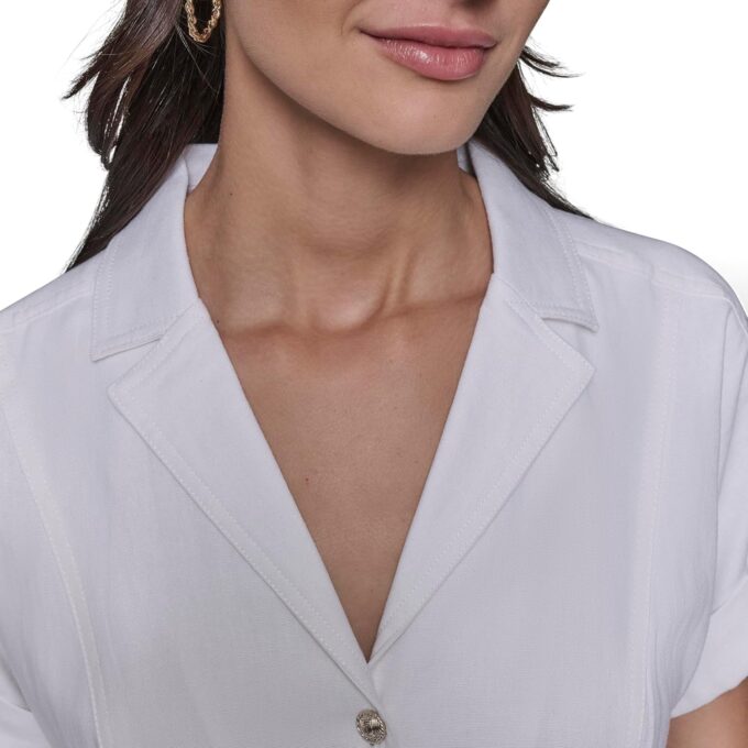 KARL LAGERFELD Women's Light Collared Short Sleeve Midi Dress – Bild 5