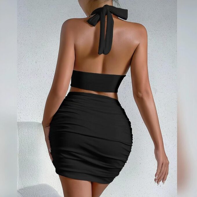 2 Piece Outfits for Women Sexy Club Night Out Crop Top & Bodycon Skirt Set Dresses – Bild 4