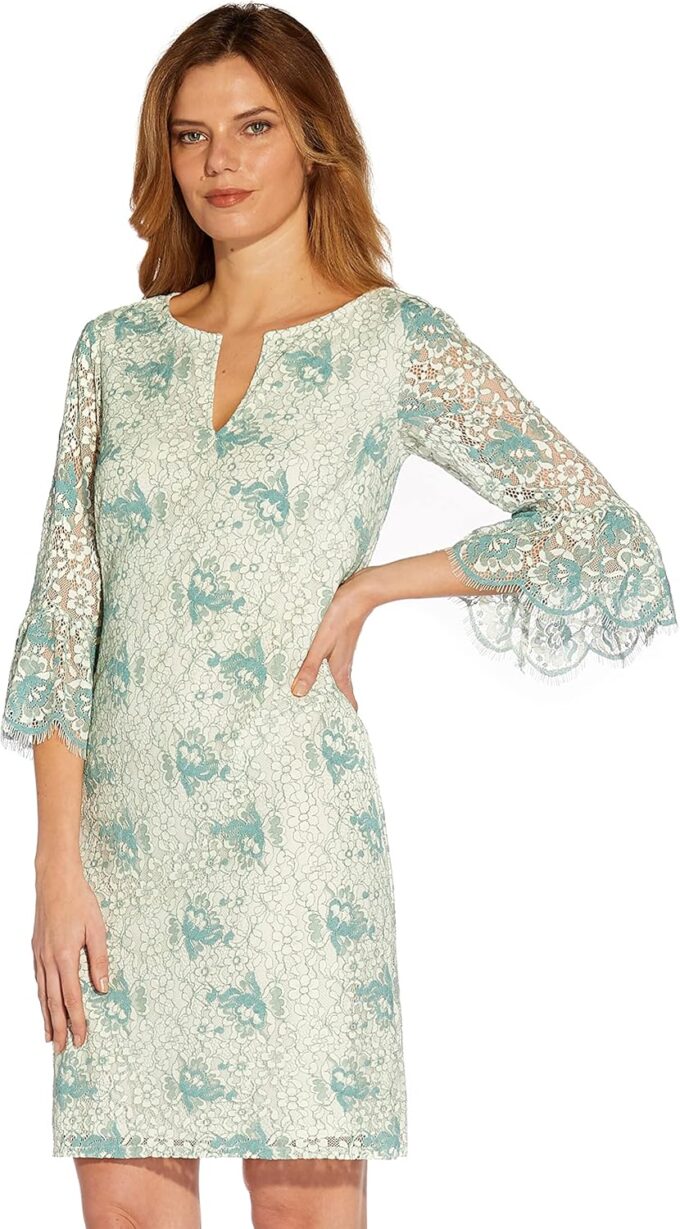 Adrianna Papell Women's Lace Bell Sleeve Shift – Bild 5