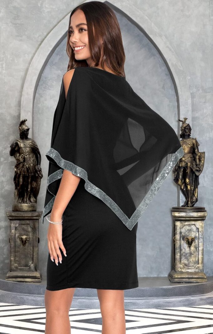 KOH KOH Womens 2025 Dressy Cocktail Cape Classy Modest Bridesmaid Mini Midi Dress – Bild 5