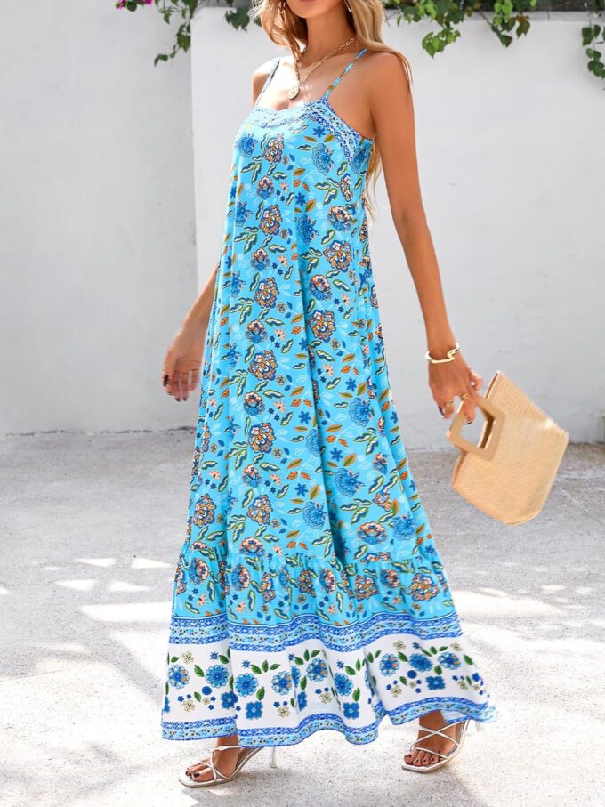 BTFBM Casual Women Summer Maxi Dresses 2025 Loose Sleeveless Sundress Spaghetti Strap Boho Long Dress Vacation – Bild 7