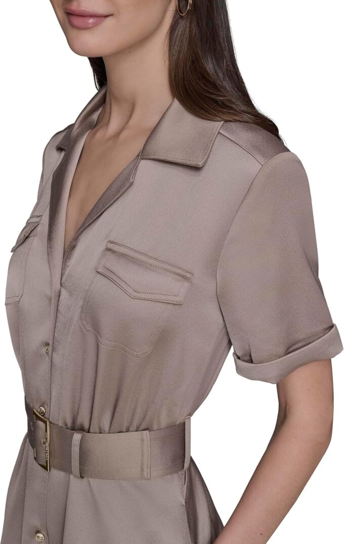 KARL LAGERFELD Women's Short Sleeve Buttons Down Front Shirt – Bild 5