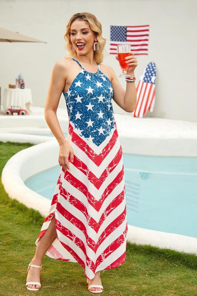 For G and PL Women 4th of July Fourth of July Patriotic Red White Blue America Sundress July Fourth Independence Day Clothes S – Bild 3