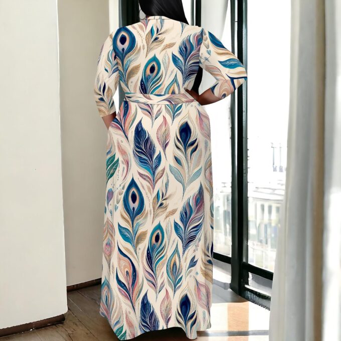 Women's Plus Size Maxi Dresses Casual Loose Short Sleeve Long Maxi Dress with Belt Wedding – Bild 6