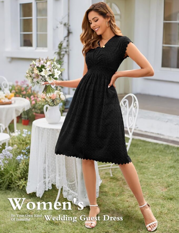 Wedtrend Women's Prom Dress 2025 Floral Summer Wedding Guest Dress Ruffle Sleeve Bridesmaid Formal Cocktail Dresses – Bild 4