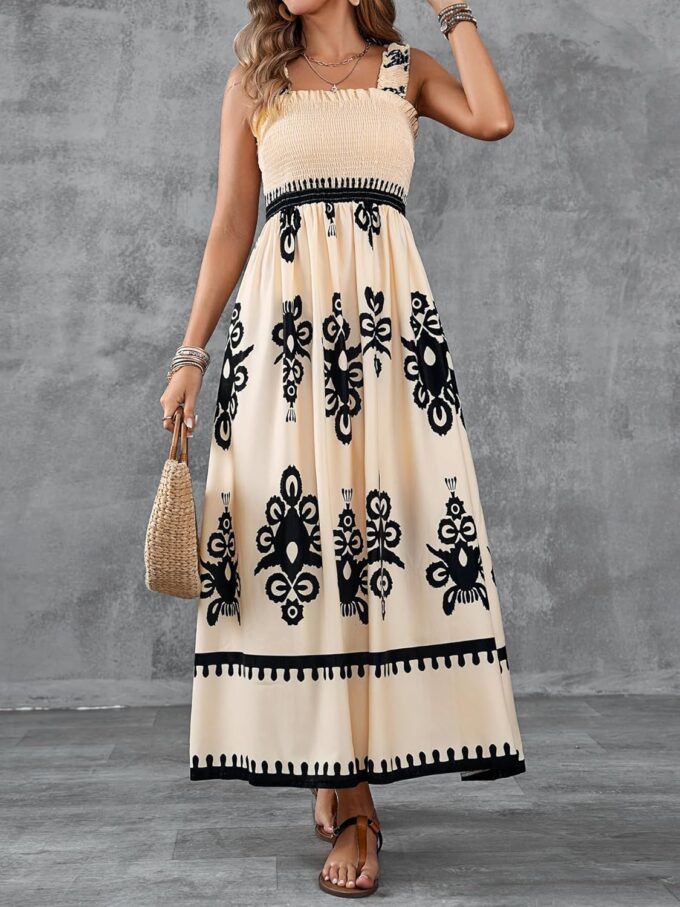 Womens Square Neck Boho Maxi Dress Casual Long Spring Summer Dresses Sundresses for Women Beach Vacation 2025 – Bild 2