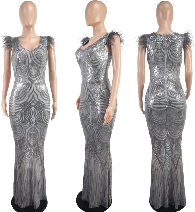 PORRCEY Women's Sexy Elegant Sparkly Sequins Evening Dress Party Club Night Outfits – Bild 4