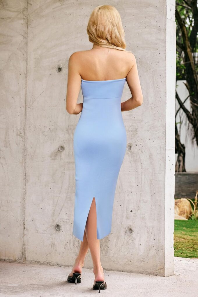 Arach&Cloz Women's Silk Blend Fold Over Elegant Classy Wedding Guest Dress 2025 – Bild 5