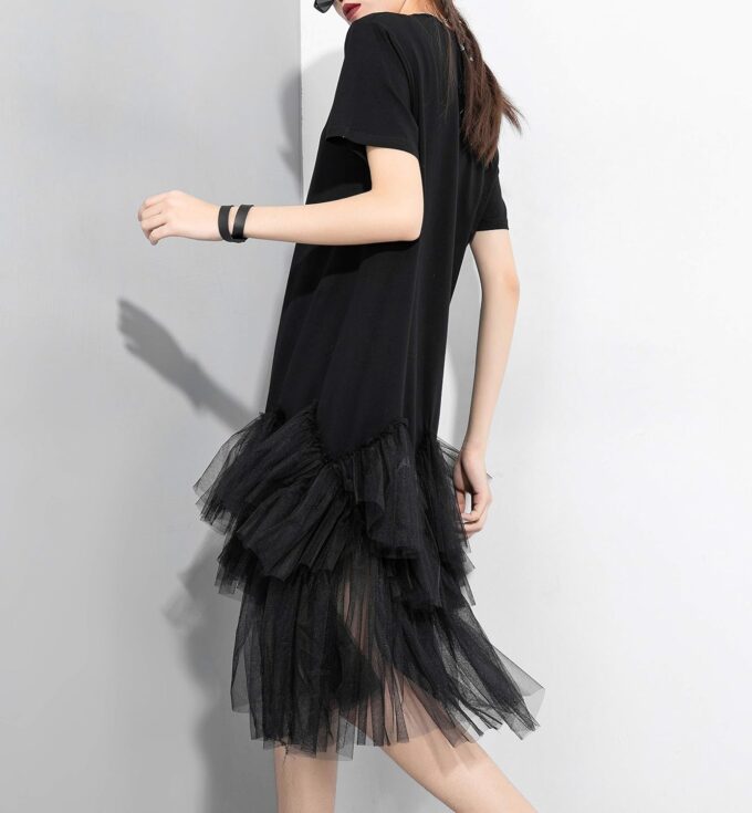 ellazhu Women's Casual Short Sleeve Crew Neck Tutu Tulle Dress with an Oversized Fit GY2266 – Bild 3