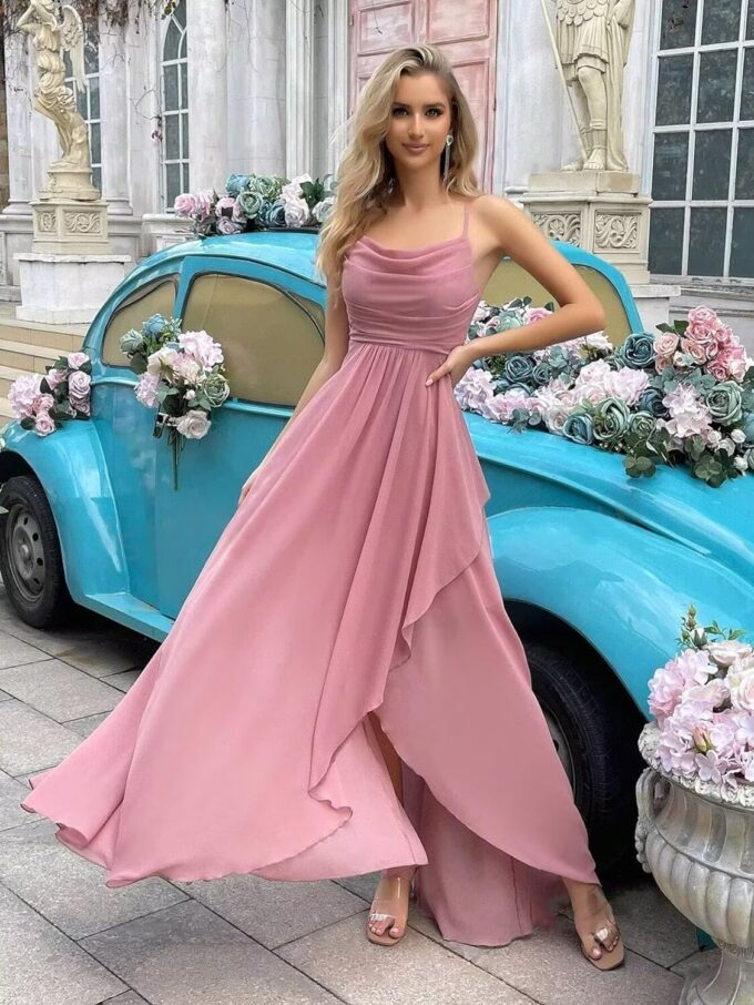 Women's Bridesmaid Dresses 2025 with Slit A Line Formal Dress with Pockets PU162 – Bild 3