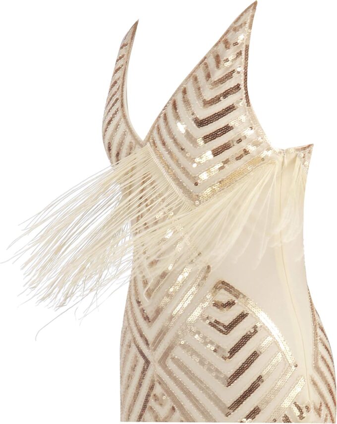 MISSCHEN Women's Deep V Neck Spaghetti Strap Slip Mini Short 1920s Flapper Gatsby Dress – Bild 4