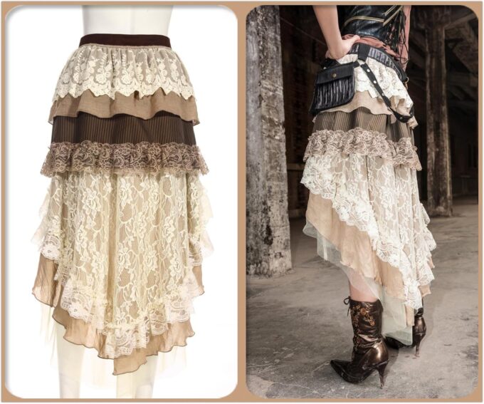 Steampunk Victorian Gothic Sexy Prom Dresses Homecoming & Wedding Dresses in Beige - One Size – Bild 3