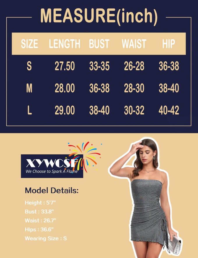 Gold Sexy Dresses Date Night Out Sequin Tube Strapless Evening Party Sparkly Mini Dress – Bild 7