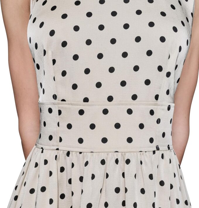 KARL LAGERFELD Women's Polka Dot Print Sleeveless Midi Dress – Bild 6