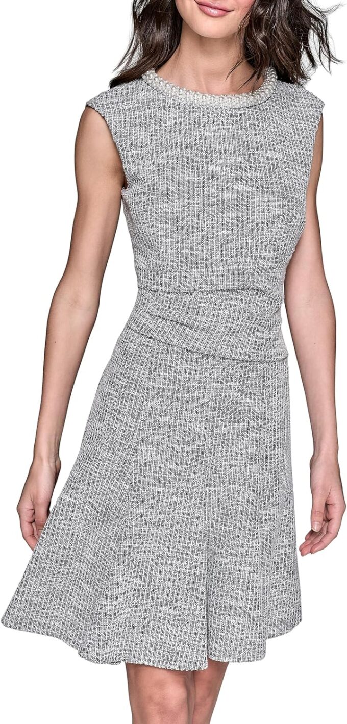KARL LAGERFELD Women's Flare Skirt Sleeveless Stretch Dress – Bild 2