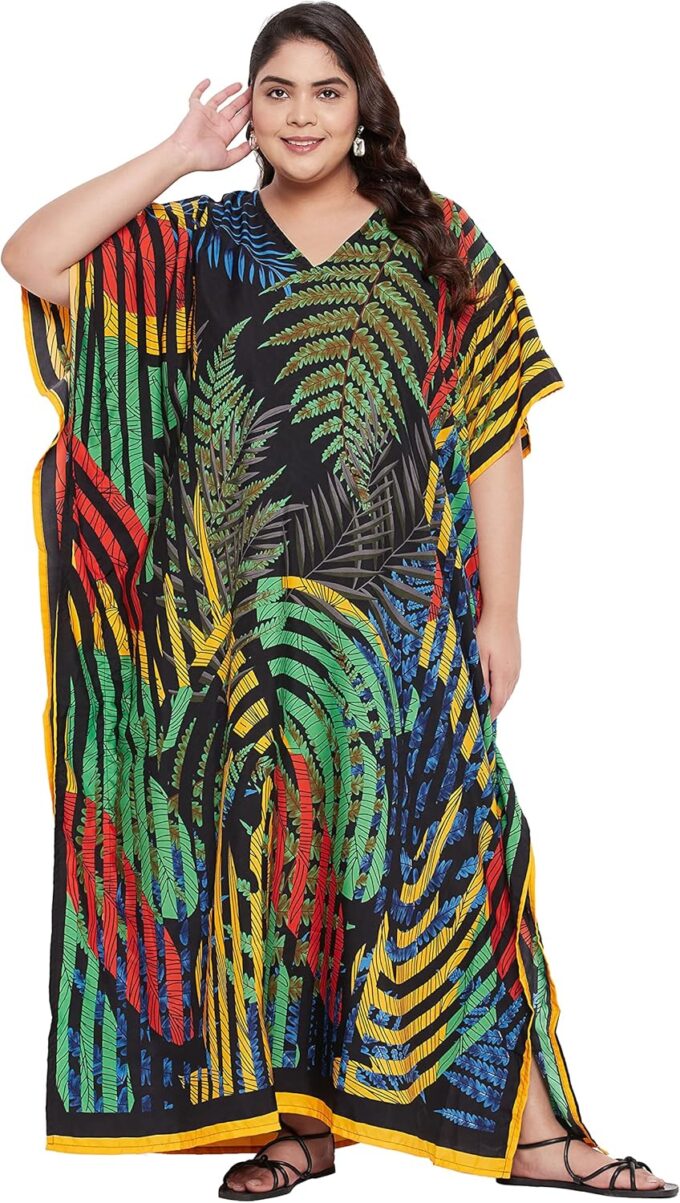 Women Plus Size Caftan Dress Polyester Evening Maxi Gown Dresses Kimono Sleeve for Party Kaftan