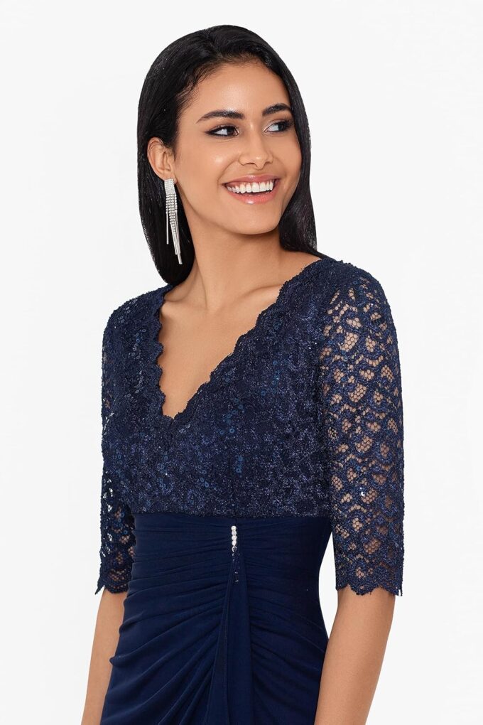 Betsy & Adam Women's Floor-Length, 3/4 Sleeve, Embellished, with Fitted Silhouette – Bild 4