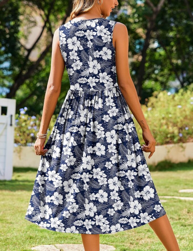 Zeagoo Women's Summer Tank Midi Dress with Pockets Floral Sleeveless A-Line Casual Loose T-Shirt Dresses Beach Sundress 2025 – Bild 5