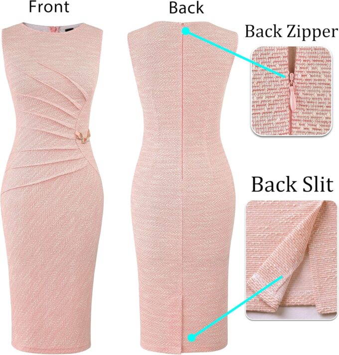 VFSHOW Womens Elegant Ruched Work Business Office Cocktail Party Sheath Dress – Bild 5