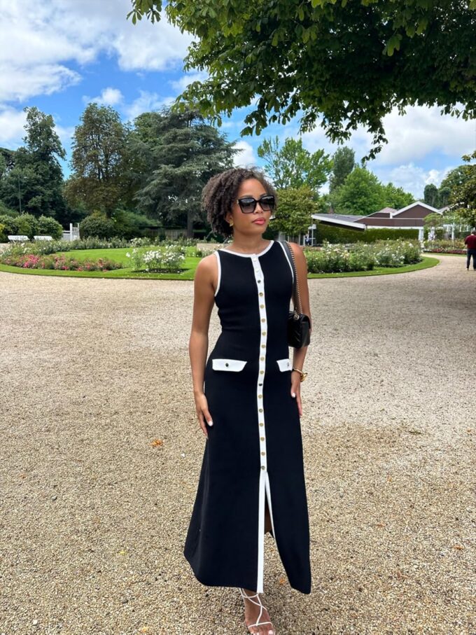 Womens Knit Maxi Dress Sleeveless Bodycon Ribbed Long Tank Dresses Elegant Button Down Workwear Dress – Bild 3