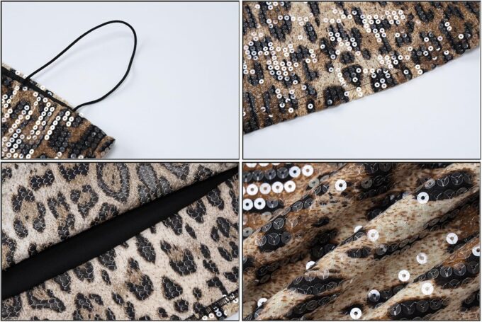 BOLLEY JOSS Women's Leopard Print Sequin Maxi Dress Glitter Sexy Bodycon Sleeveless Long Dress – Bild 4