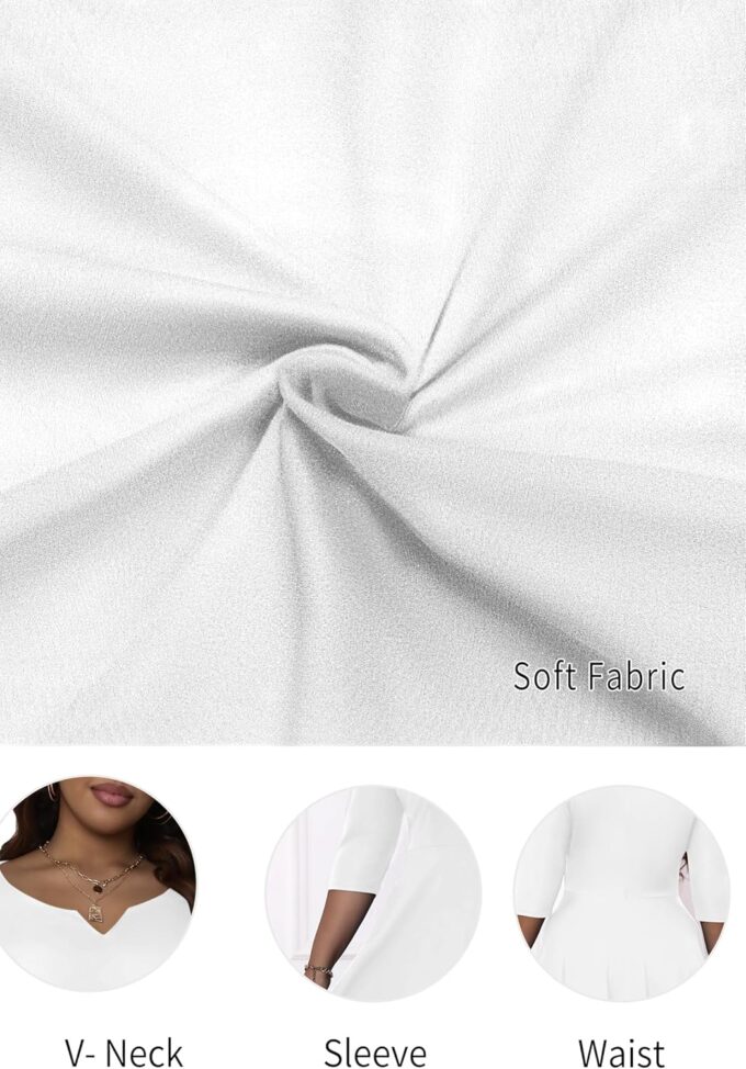Runwind Plus Size Dresses Women Fit and Flare A-Line Swing Dress 3/4 Sleeve Midi Church Wedding Guest Cocktail Party Dresses – Bild 6