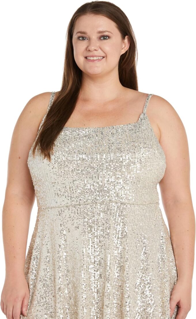 Mini Sequined Evening Dress W/Square Neck & Adjustable Spaghetti Straps – Bild 2