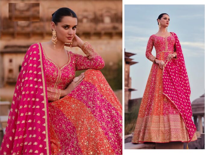 Indian/Pakistani Ethnic party wear Anarkali Style salwar kameez suit ready to wear for Women with dupatta – Bild 4