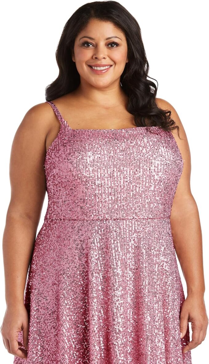 Mini Sequined Evening Dress W/Square Neck & Adjustable Spaghetti Straps – Bild 2