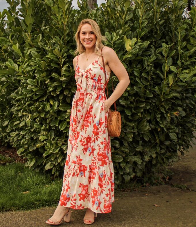GRACE KARIN Women's 2025 Summer Maxi Dress Floral Tie Front Spaghetti Strap Casual Boho Beach Flowy Sundress with Pockets – Bild 5
