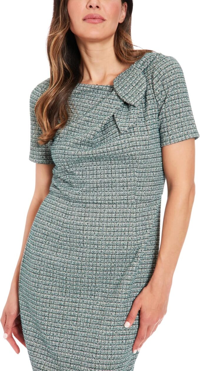 London Times Damen Short Sleeve Side Bow Sheath Dress Kleider – Bild 5