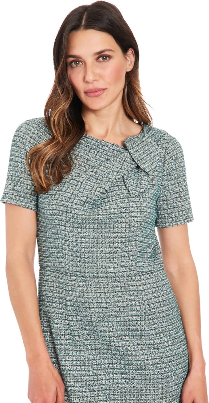 London Times Damen Short Sleeve Side Bow Sheath Dress Kleider – Bild 4