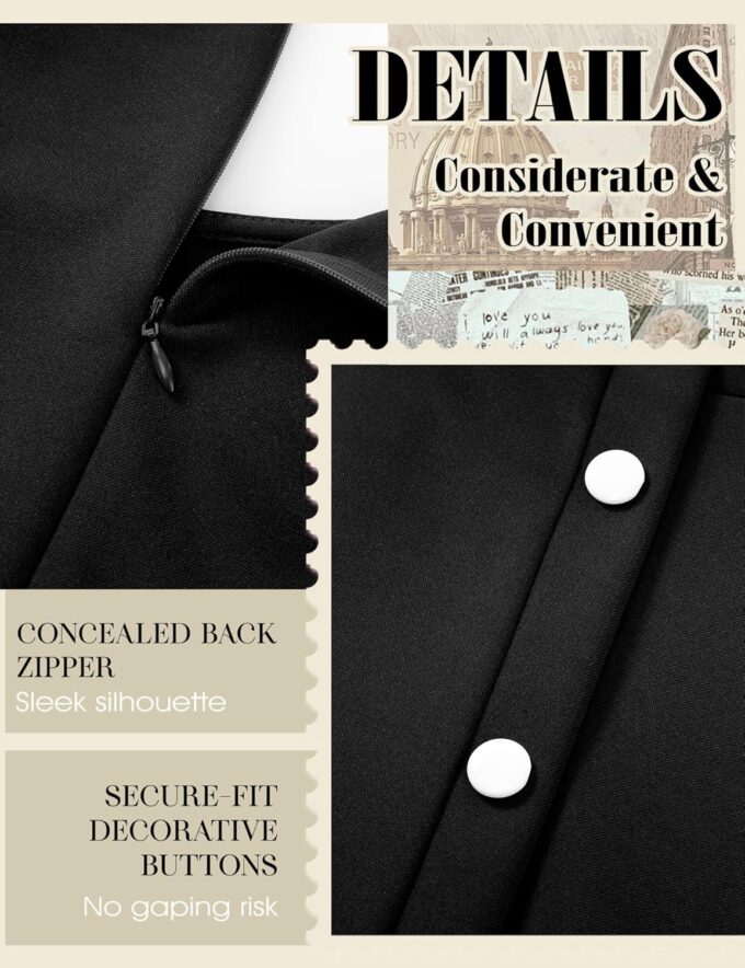 Aupuls Vintage Cocktail Dress with Pockets 1950s Dresses for Women Elegant for Church Tea Party – Bild 5