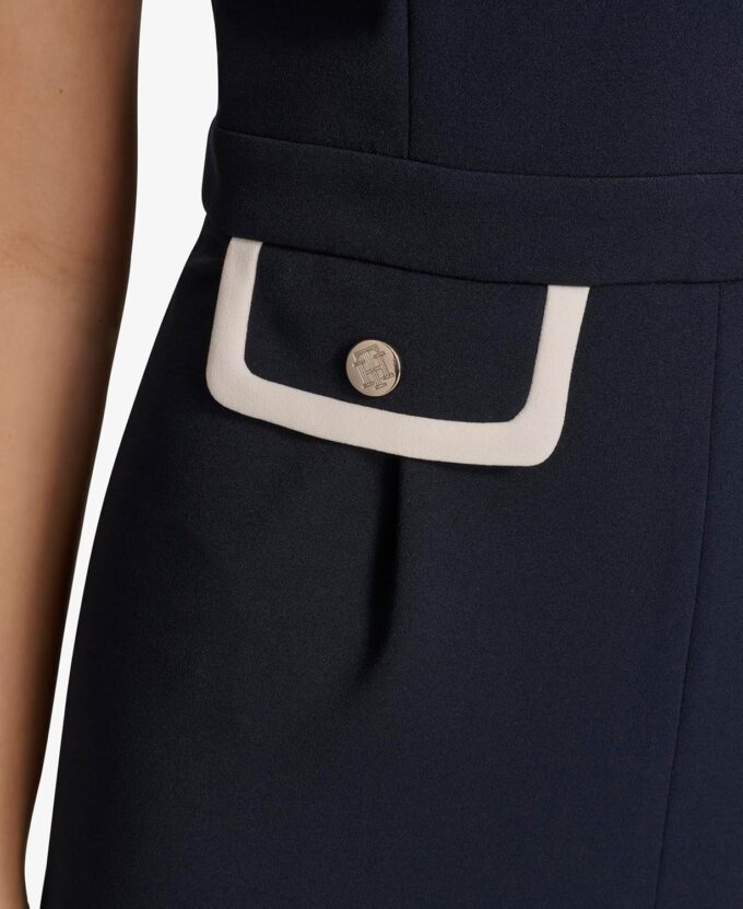 Tommy Hilfiger Womens Pocketed Collared Contrast Sleeveless Dress – Bild 8