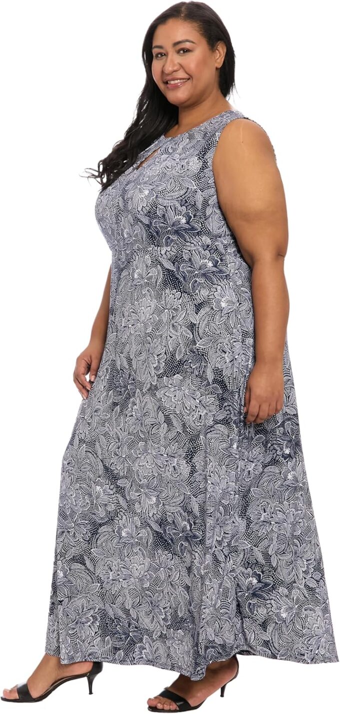 London Times Women's Gathered Neckline Sleeveless Maxi-Special Occasion Ankle Length Formal a Line Dress – Bild 2