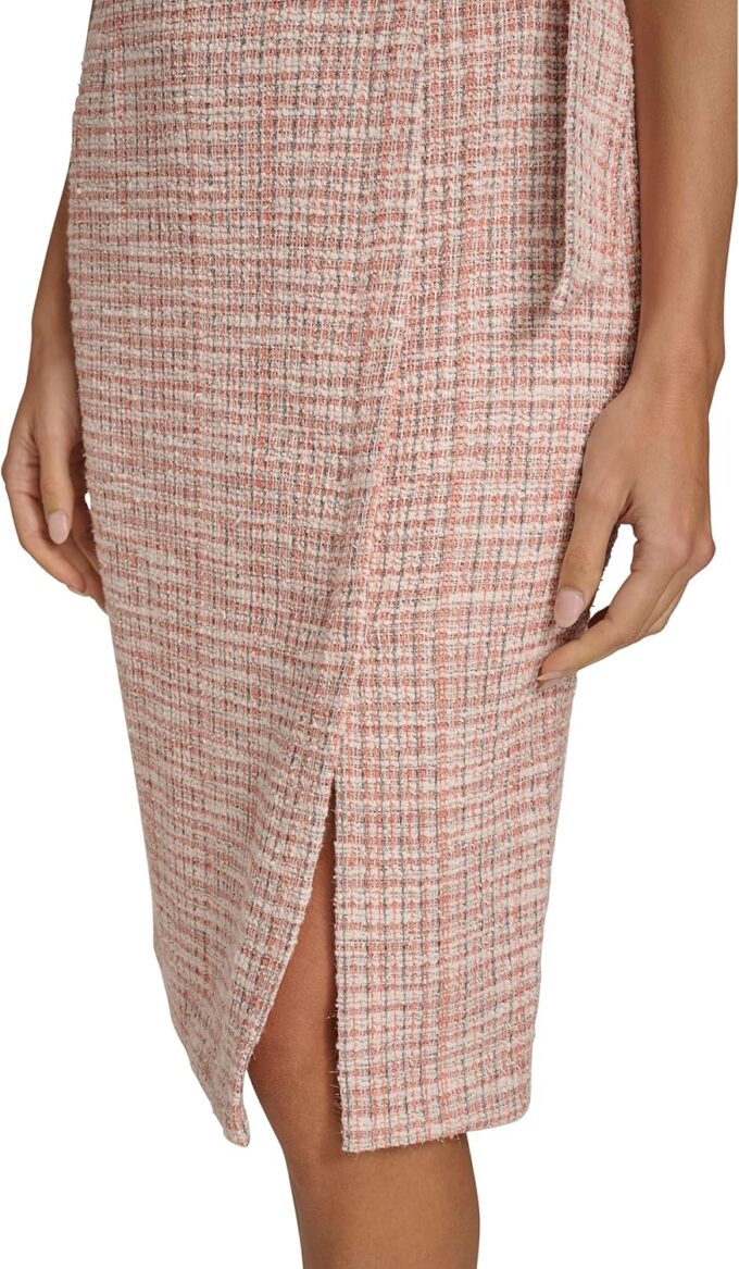 Calvin Klein Damen Tweed Cap Sleeve Belt Basic Dress Kleid – Bild 6