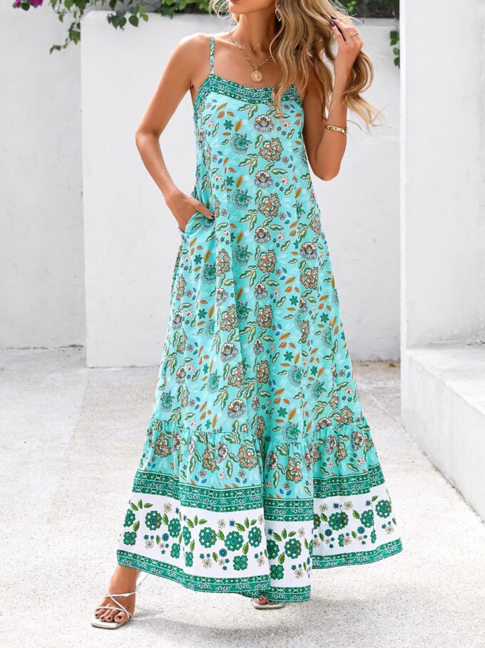 BTFBM Casual Women Summer Maxi Dresses 2025 Loose Sleeveless Sundress Spaghetti Strap Boho Long Dress Vacation – Bild 4