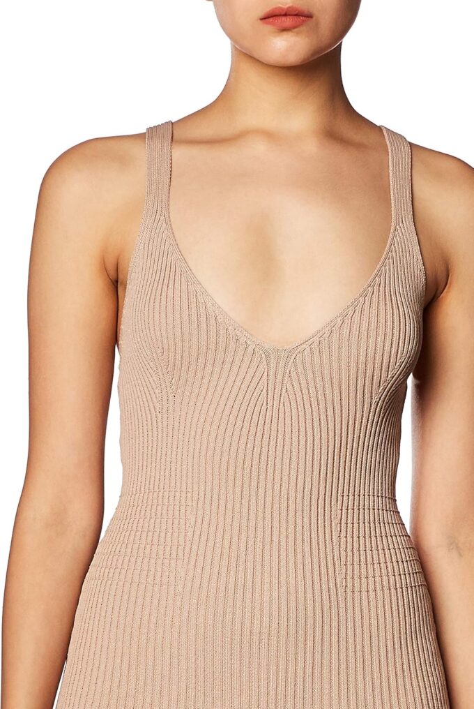 GUESS Damen Vestido Acanalado Sin Mangas Nyx Kleid, beige, L – Bild 3