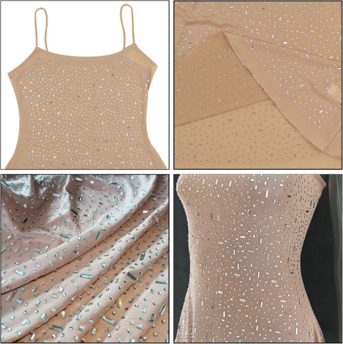 Women's Mesh Rhinestone Cover Up Dress Sparkle Beach Swimwear Coverups Shiny Crystal Sheer Maxi Dresses – Bild 4